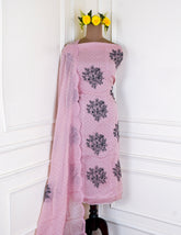 Organza Dusky Pink Unstitched Suit