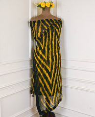 Crepe Black & Yellow Unstitched Suit