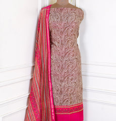 Maheshwari Cotton Pink Unstitched Suit