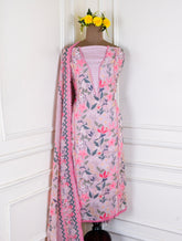 Muslin Rose Peach Unstitched Suit