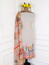 Mul Cotton Peach Unstitched Suit
