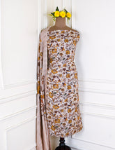 Mul Cotton Beige Unstitched Suit
