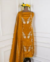 Crepe Mustard Yellow Unstitched Suit