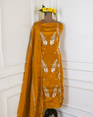 Crepe Mustard Yellow Unstitched Suit