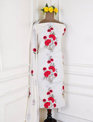 Cotton white Unstitched Suit