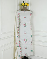 Cora Cotton Off White Unstitched Suit