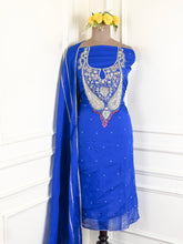 Organza Blue Unstitched Suit