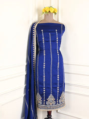 Organza Silk Blue Unstitched Suit