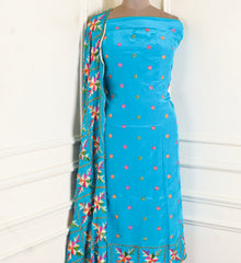 Crepe Sky Blue Unstitched Suit