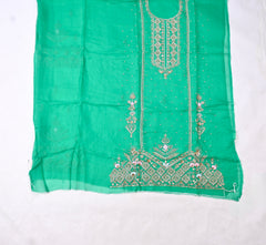Twill Organza Sea Green Unstitched Suit