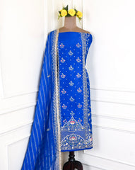Khadi Blue Unstitched Suit