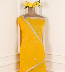 Organza Yellow Unstitched Suit