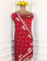 Banarasi Maroon Unstitched Suit