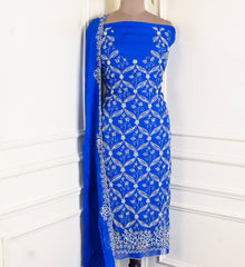 Organza Blue Unstitched Suit