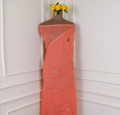 Organza Peach Unstitched Suit