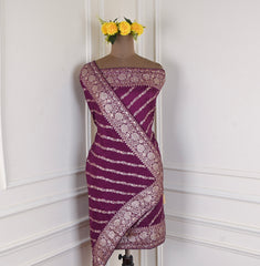 Banarasi Silk Purple Unstitched Suit