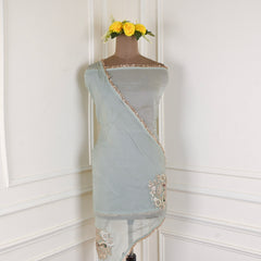 Banarasi Pista Green Unstitched Suit