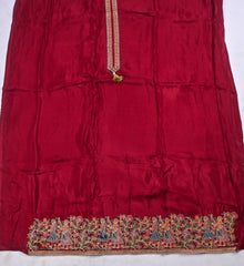 Crepe Silk Maroon Unstitched Suit