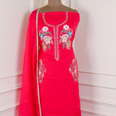 Organza Pink Unstitched Suit
