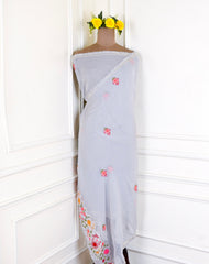 Organza Grey Unstitched Suit