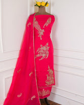 Organza Pink Unstitched Suit
