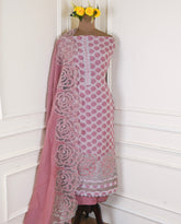 Organza Pink Unstitched Suit