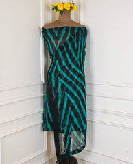 Crepe Black & Ferozi Unstitched Suit