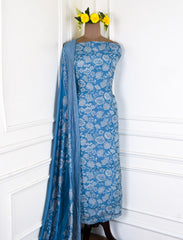 Muslin Blue Unstitched Suit