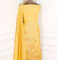 Mul Cotton Yellow Unstitched Suit