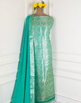 Banarasi Green Unstitched Suit