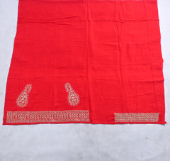 Khadi Red Unstitched Lehenga Suit