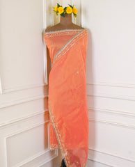 Shimmer Peach Unstitched Lehenga Suit
