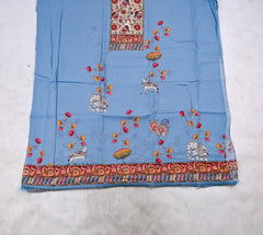Mul Cotton sky blue Unstitched Suit