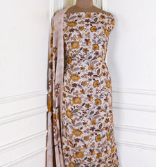 Mul Cotton Beige Unstitched Suit