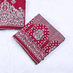 Khadi Maroon Stitched Lehenga Suit