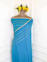 Organza Sky blue Unstitched Suit