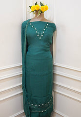 Organza Green Unstitched Suit