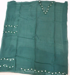 Organza Green Unstitched Suit