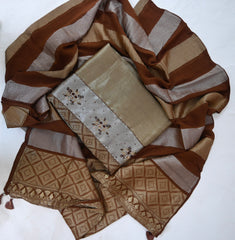 Giraffe Shimmer Brown Unstitched Suit