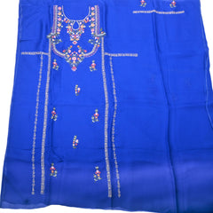 Twill Organza Blue Unstitched Suit