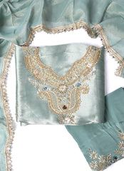 Giraffe Shimmer Pista Green Unstitched Suit