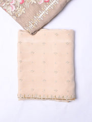Twill Organza Beige Unstitched Suit