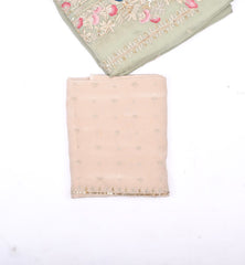 Twill Organza Pista Green Unstitched Suit