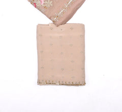 Twill Organza Peach Unstitched Suit