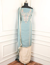 Twill Organza Sky Blue Unstitched Suit