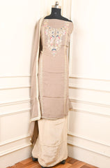 Twill Organza Beige Unstitched Suit