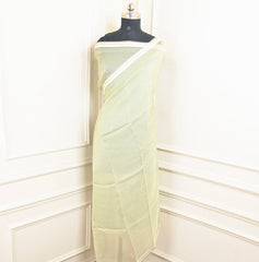 Twill Organza Pista Green Unstitched Suit
