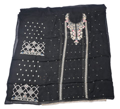 Twill Organza Black Unstitched Suit