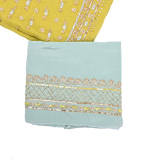 Twill Organza Lemon Yellow Unstitched Suit