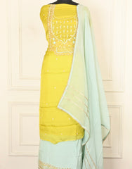 Twill Organza Lemon Yellow Unstitched Suit